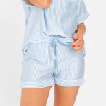 Starlight Blue Stripes | Sateen PJ Shorts With 100% Bamboo #Color_starlightbluestripes