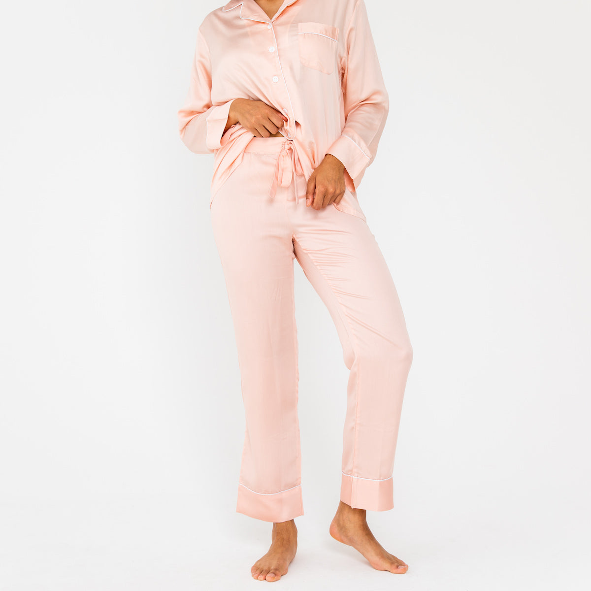 Cloud Pink | Sateen PJ Pant With 100% Organic Bamboo #Color_cloudpink