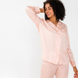 Cloud Pink | Sateen Long Sleeve PJ Shirt With 100% Organic Bamboo #Color_cloudpink