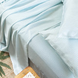 Starlight Blue Stripes | Signature Sateen Flat Sheet Made With 100% Organic Bamboo #Color_starlightbluestripes