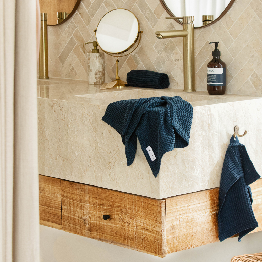 Ocean | Waffle Bath Towel Set Made With 100% Organic Bamboo #Color_ocean