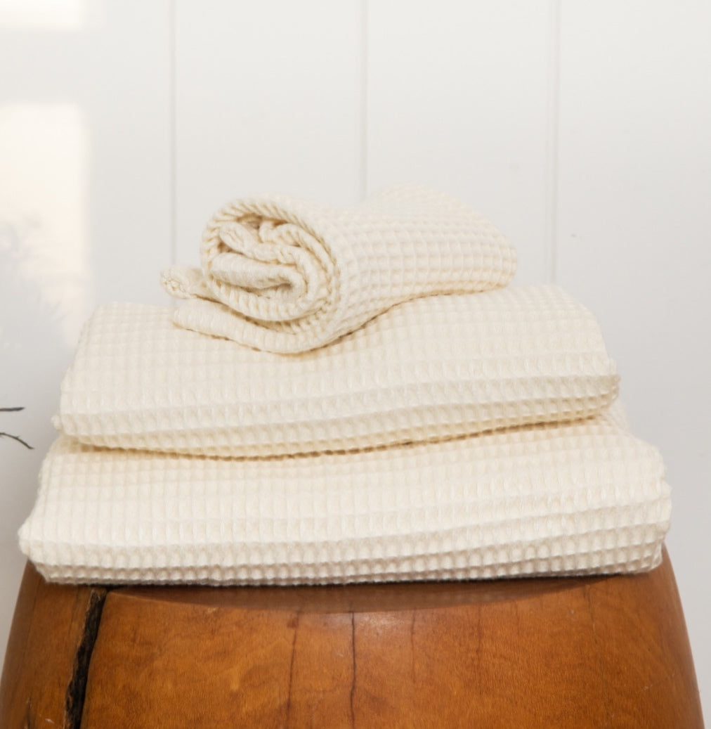 Natural | Waffle Bath Towel Set Made With 100% Organic Bamboo #Color_natural